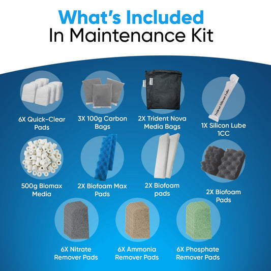 Trident Nova 306/307 Filter Media Canister Filter Maintenance & Replacement Filter Media Kit, with Mesh Bags(Quick Clear, BioFoam, Nitrite/Phosphate/Ammonia Remover, Carbon, Biomax)