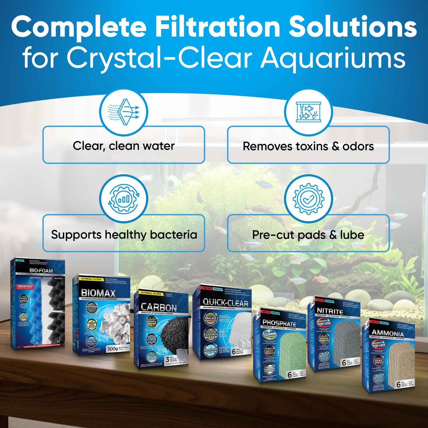 Trident Nova 406/407 Filter Media Canister Filter Maintenance & Replacement Filter Media Kit, Including Trident Nova Mesh Bags(Quick Clear, BioFoam, Nitrite/Phosphate/Ammonia Remover, Carbon, Biomax)
