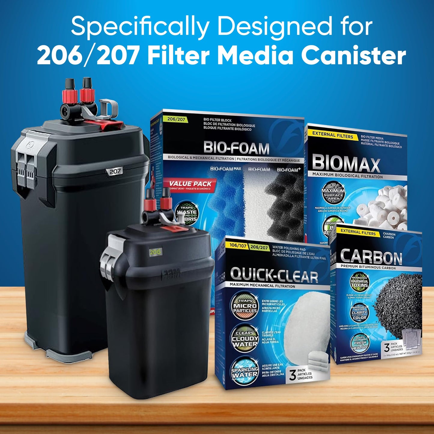 Trident Nova 206/207 Filter Media Canister Filter Maintenance & Replacement Filter for Fluval Media Kit, Including Trident Nova Filter Media Bags (Quick Clear/Water Pads, BioFoam, Carbon, Biomax)