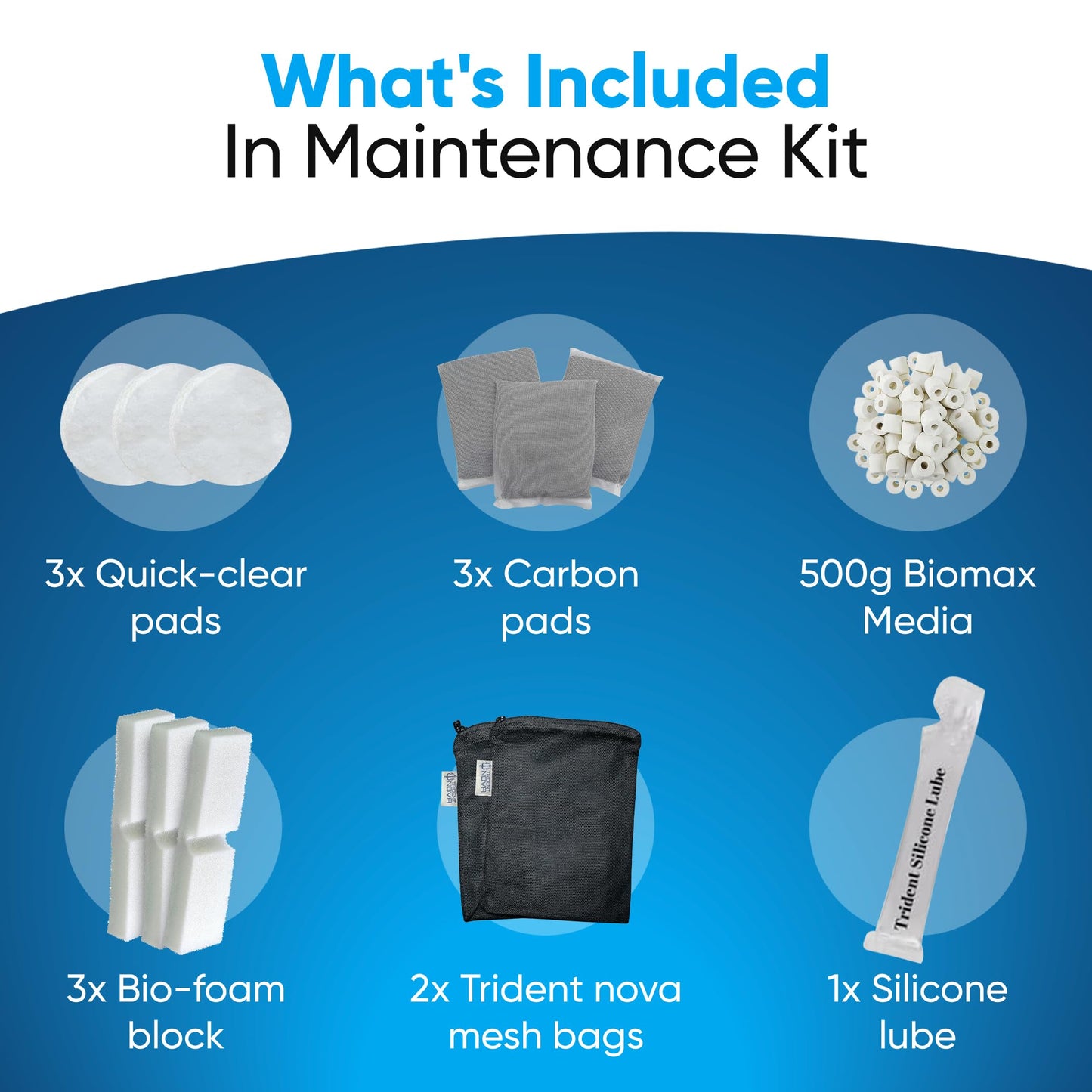 FX4/FX5/FX6 Canister Filter Maintenance and Replacement Filter Media Kit, Including Trident Nova Aquarium Filter Media Bags(Fx Bio-Foam Block, FX Quick Clear/Water Polishing Pad, Carbon, Biomax)