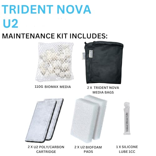 Trident Nova U2 Underwater Filter Media Maintenance & Replacement Filter Media Kit, including Trident Mesh Bags(U2 Underwater Filter Foam Pad, U2 BioMax, U2 Poly-Carb Cartridge)