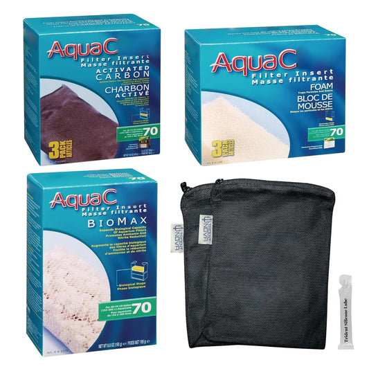 Trident Nova AquaClear 70 HOB Maintenance & Replacement Filter Media Kit, Including Trident Nova Mesh Bags (AquaClear Activated Carbon 3-Pack, Filter Foam Sponge 3-Pack, BioMax Media)
