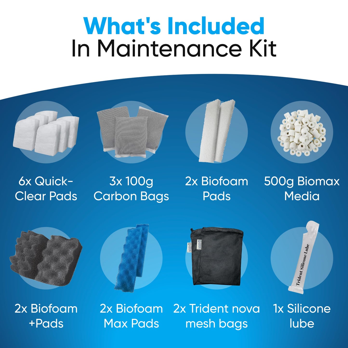 Trident Nova 406/407 Filiter Media Canister Filter Maintenance & Replacement Filter for FIuvaI Media Kit, Including Trident Nova Media Bags (Quick Clear/Water Pads, BioFoam Value, Biomax Media)