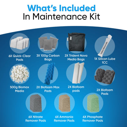 Trident Nova 306/307 Filter Media Canister Filter Maintenance & Replacement Filter Media Kit, with Mesh Bags(Quick Clear, BioFoam, Nitrite/Phosphate/Ammonia Remover, Carbon, Biomax)