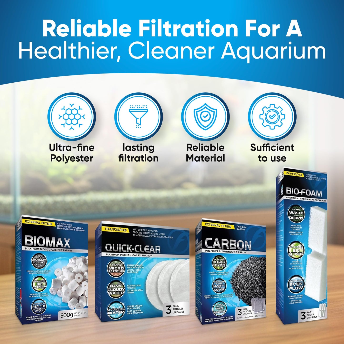 FX4/FX5/FX6 Canister Filter Maintenance and Replacement Filter Media Kit, Including Trident Nova Aquarium Filter Media Bags(Fx Bio-Foam Block, FX Quick Clear/Water Polishing Pad, Carbon, Biomax)