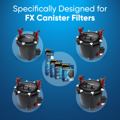 FX4/FX5/FX6 Canister Filter Maintenance and Replacement Filter Media Kit, Including Trident Nova Aquarium Filter Media Bags(Fx Bio-Foam Block, FX Quick Clear/Water Polishing Pad, Carbon, Biomax)