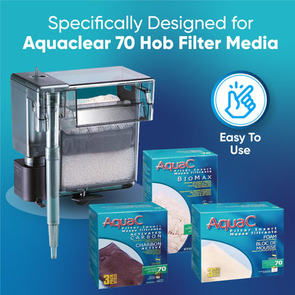 Trident Nova AquaClear 70 HOB Maintenance & Replacement Filter Media Kit, Including Trident Nova Mesh Bags (AquaClear Activated Carbon 3-Pack, Filter Foam Sponge 3-Pack, BioMax Media)