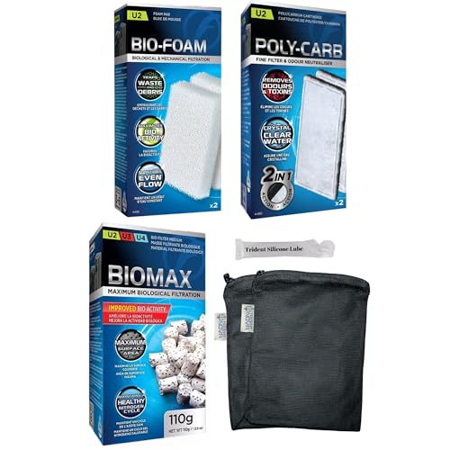 Trident Nova U2 Underwater Filter Media Maintenance & Replacement Filter Media Kit, including Trident Mesh Bags(U2 Underwater Filter Foam Pad, U2 BioMax, U2 Poly-Carb Cartridge)