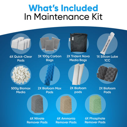 Trident Nova 406/407 Filter Media Canister Filter Maintenance & Replacement Filter Media Kit, Including Trident Nova Mesh Bags(Quick Clear, BioFoam, Nitrite/Phosphate/Ammonia Remover, Carbon, Biomax)