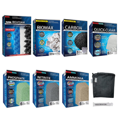 Trident Nova 306/307 Filter Media Canister Filter Maintenance & Replacement Filter Media Kit, with Mesh Bags(Quick Clear, BioFoam, Nitrite/Phosphate/Ammonia Remover, Carbon, Biomax)