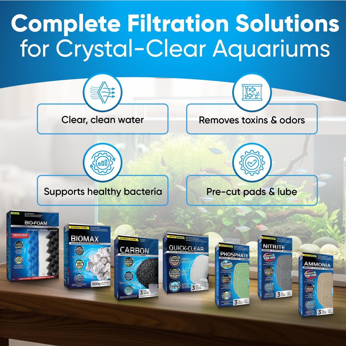 Trident Nova 206/207 Filter Media Canister Filter Maintenance & Replacement Filter Media Kit, Including Trident Nova Mesh Bags(Quick Clear, BioFoam, Nitrite/Phosphate/Ammonia Remover, Carbon, Biomax)